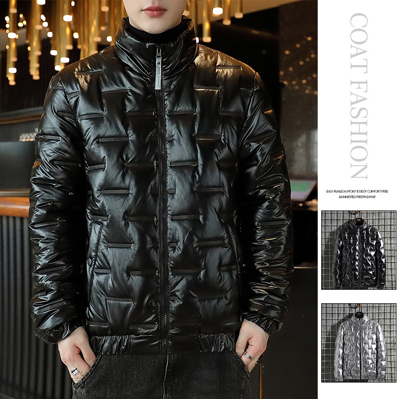 冬季男士新款外套立领潮流休闲亮面棉衣短款PU皮棉袄皓皓6015-P40，男装棉衣，星座1403B