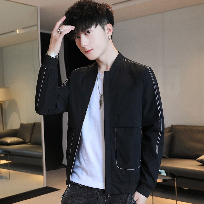 秋季男士棒球服夹克男韩版潮流新款街头运动风外套青少年837-P45，男装夹克，星座1403B