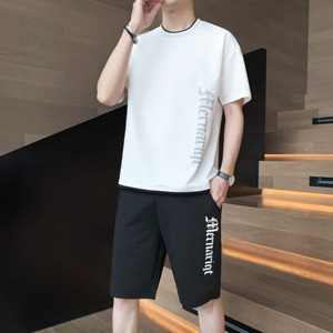 2023新款夏季男士冰丝薄款短袖运动休闲套装青年2107-P25图片