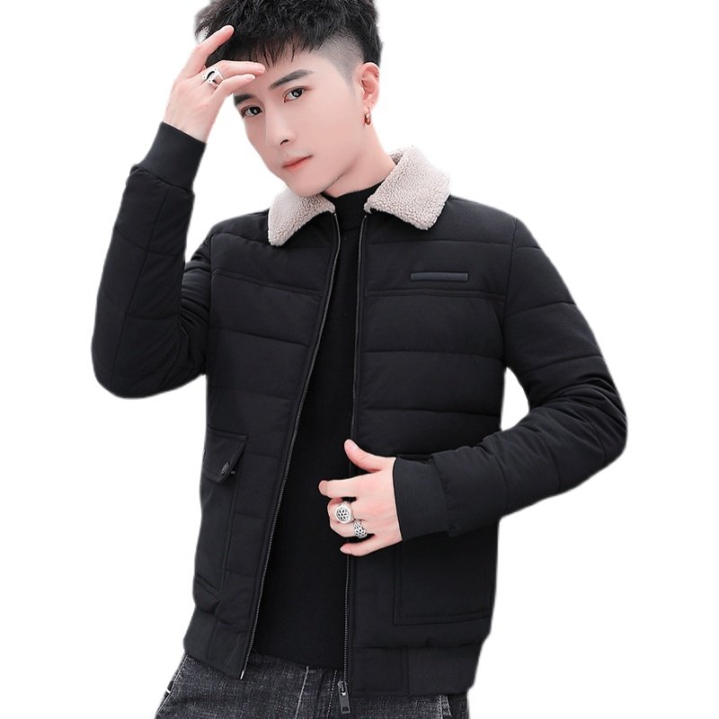 冬季男士羊羔绒翻领棉衣短款外套修身羽绒棉服加厚棉衣827-P65,男装棉衣,星座1403B