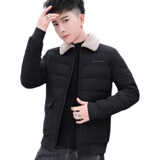 冬季男士羊羔绒翻领棉衣短款外套修身羽绒棉服加厚棉衣827-P65，男装棉衣，星座1403B