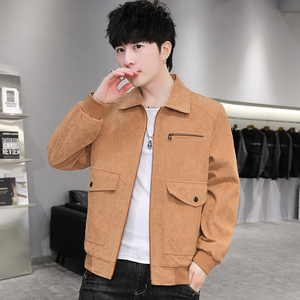 秋冬男士休闲夹克外套韩版潮流港风灯芯绒衣服中青年翻领871-P55图片