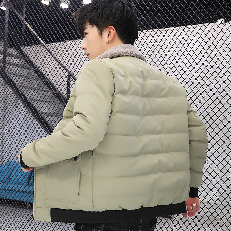 冬季男士羊羔绒翻领棉衣短款外套修身羽绒棉服加厚棉衣827-P65,男装棉衣,星座1403B