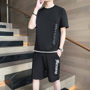 2023新款夏季男士冰丝薄款短袖运动休闲套装青年2107-P25