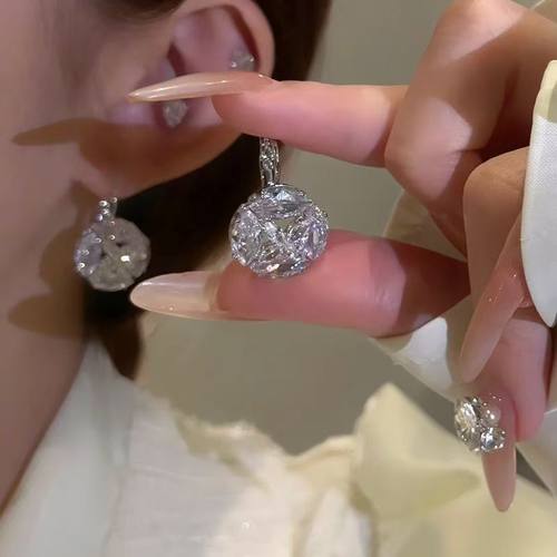 思慕琦气质合金女水钻几何耳环