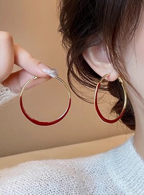 思慕琦气质合金女电镀几何耳环
