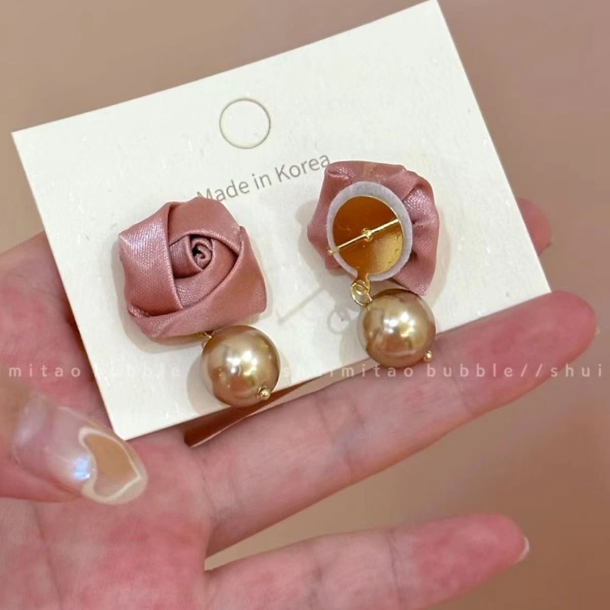 思慕琦气质合金女仿珍珠花朵耳环