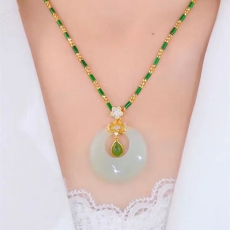 思慕琦人造水晶竹节链女平安扣