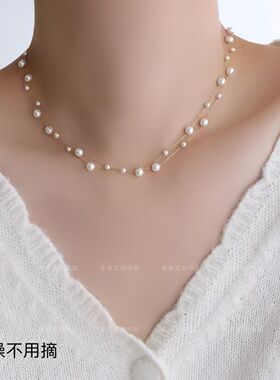 思慕琦仿珍珠钛钢圆珠链女满天星