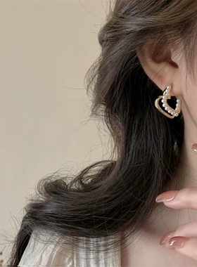 思慕琦气质合金女仿珍珠爱心耳环