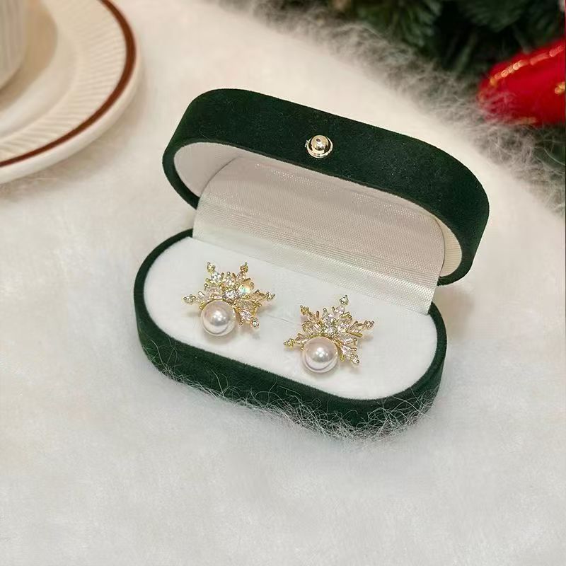 法式超仙雪花珍珠耳环