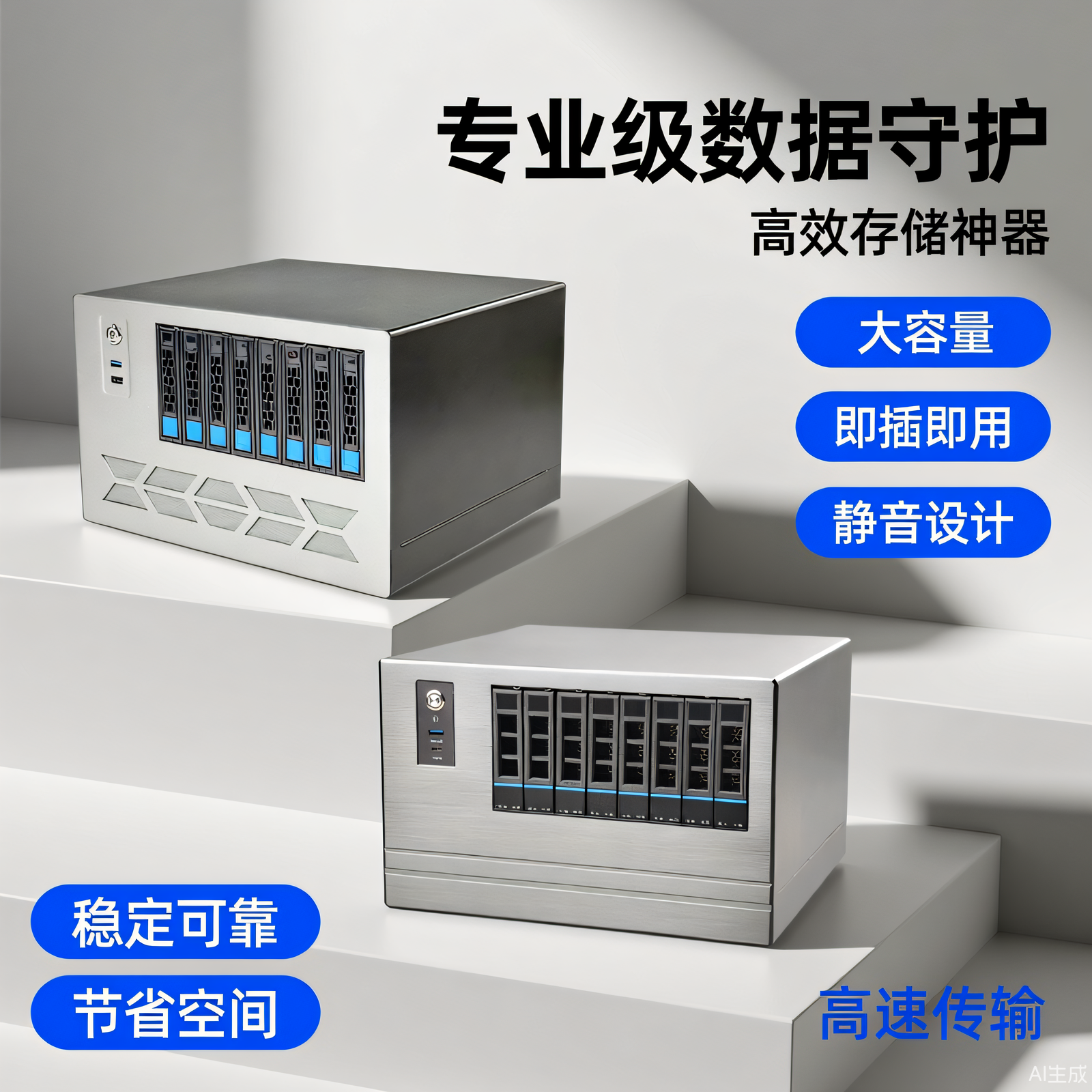 8盘位MATX主板NAS机箱家用存储