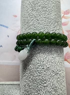 6MM碧玉多圈手串和田白玉小兰花送闺蜜好物非完美微瑕