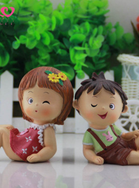 田园创意摆件调皮娃娃客厅工艺品