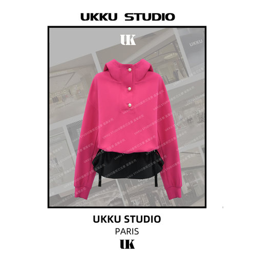 UKKUSTUDIO设计感不规则连帽卫衣