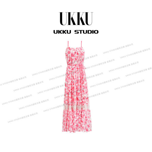 57【UKKU STUDIO】轻奢设计师收腰碎花显瘦吊带连衣裙614400