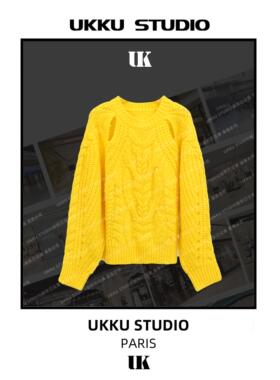 【UKKUSTUDIO】小众高级法式高级百搭套头圆领设计感毛衣2210337
