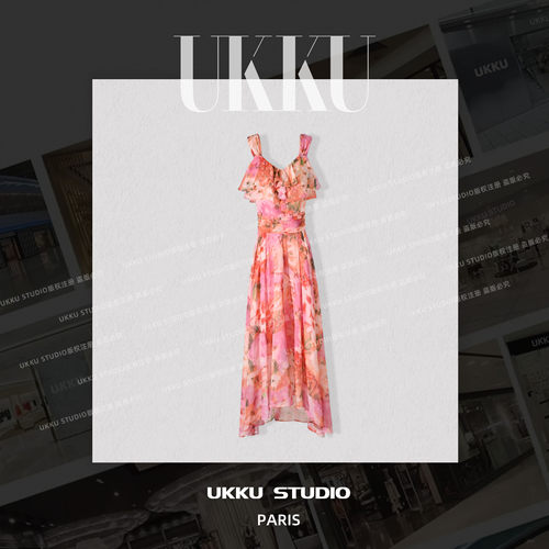 20【UKKU STUDIO】法式碎花方领复古收腰夏季气质连衣裙914067