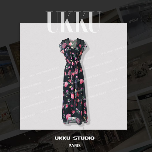 55【UKKUSTUDIO】 夏季时尚气质收腰吊带连衣裙915935