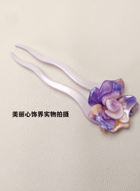 发梳现货山茶花朵古风日韩U型