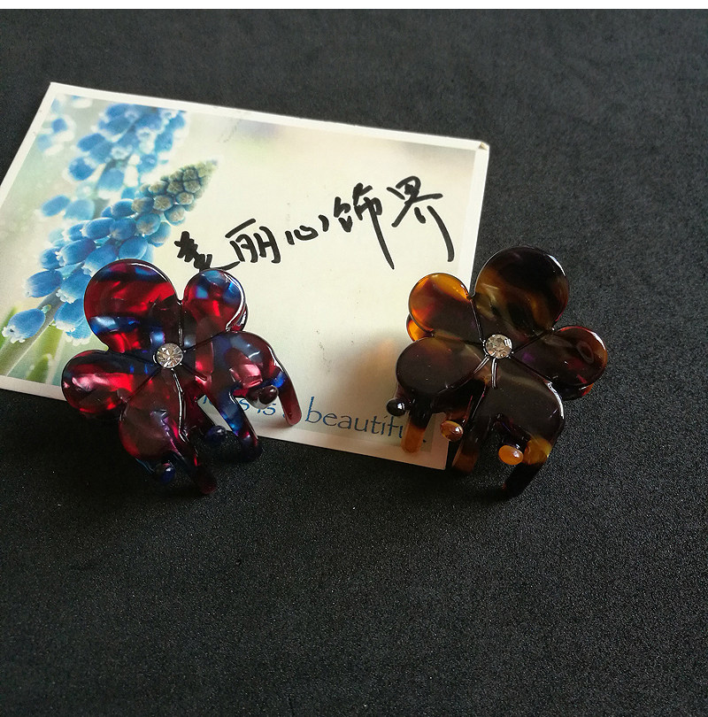 法式优雅晚晚同款中号花朵醋酸竖抓夹半发夹水钻气质发饰_虎窝淘