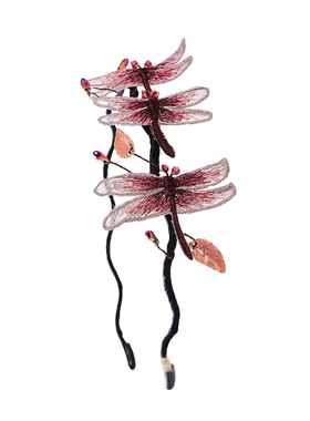 christ克里斯汀布艺刺绣蜻蜓细发箍头箍亭亭玉立盘发饰品小清新