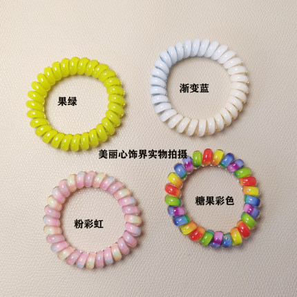 高级韩版电话线发圈发绳女无痕电话绳TT圈舒适弹力高马尾新款星空