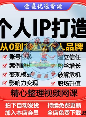 个人IP打造课程人设定位价值包装提高影响力品牌营销私域变现教程