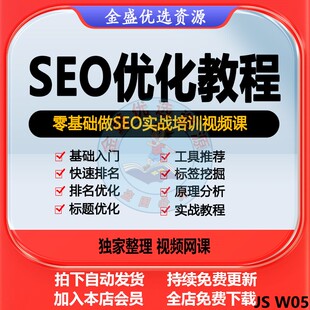 网站SEO优化视频教程360百度推广培训搜索引擎关键词排名优化课程