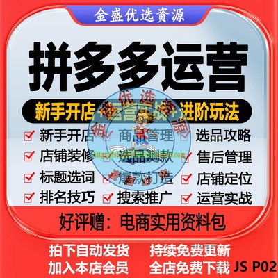 2024拼多多电商运营课程网店经营技巧直通车推广跨境temu实战教程