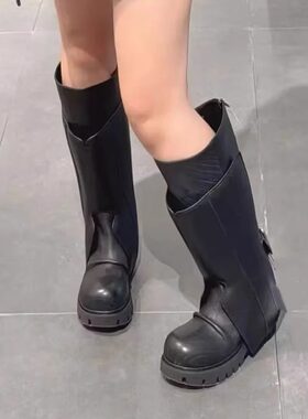 吴千语同款粗跟厚底马丁靴