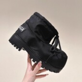 丑萌保暖大圆头滑雪靴2025冬季 新款 防水防滑雪地靴厚底套筒短靴女