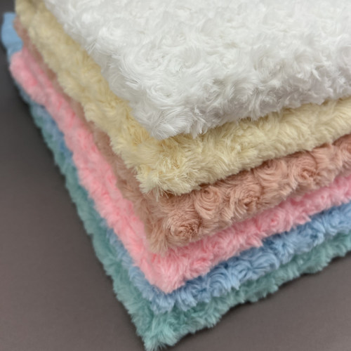 小玫瑰绒磨圈拧花刷花毛绒布料