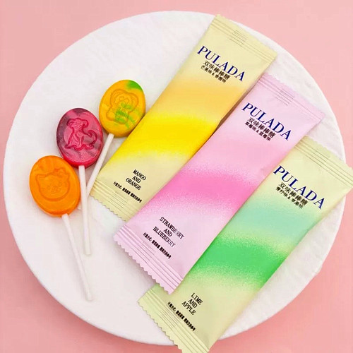 PULADA朴拉达小青柠苹果味棒棒糖高颜值结婚喜糖散装糖果休闲零食