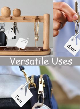 跨境爆款白色空白标签吊牌带金属搭扣插槽式钥匙柜标签