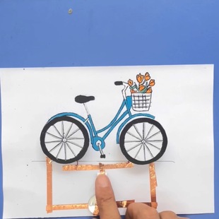 手工diy纸电路自行车材料包 中小学科学实验科技小制作科技节材料