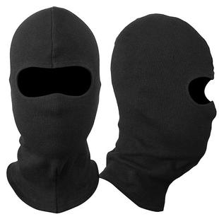 空白头套 黑色 收下巴 眼眶款 罗纹棉质头套头罩 面罩骑行面罩