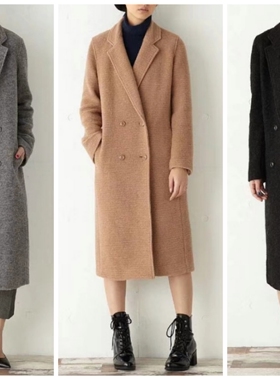特 冬季新款原单mous y经典简约气质百搭显瘦轻量羊毛大衣黑驼灰