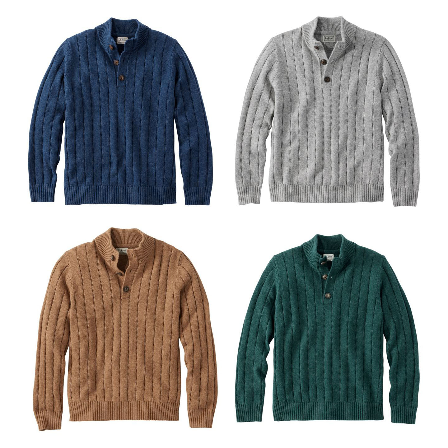 美国代购L.L.Bean男毛衫保暖透气半高领条纹TA526510套头羊毛衫