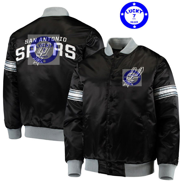 私藏正品圣安东尼奥马刺黑色缎面夹克秋冬夹棉男女嘻哈棒球服s码