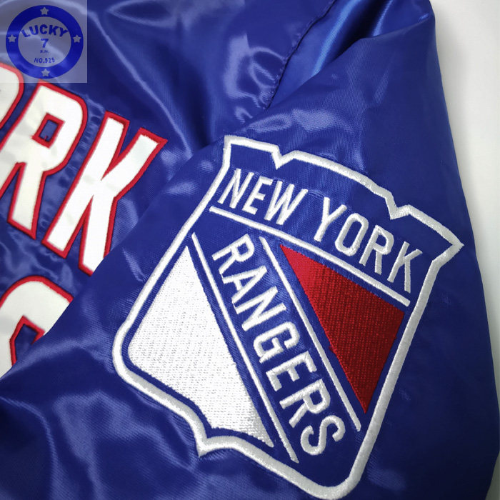 私藏正品比伯最爱纽约游骑兵亮面夹克秋冬夹棉拉链翻领棒球服XL码