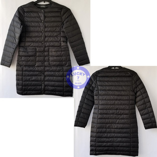 韩国单女士时尚潮牌冬季90绒轻薄型加长款羽绒服大衣棉服外套S码