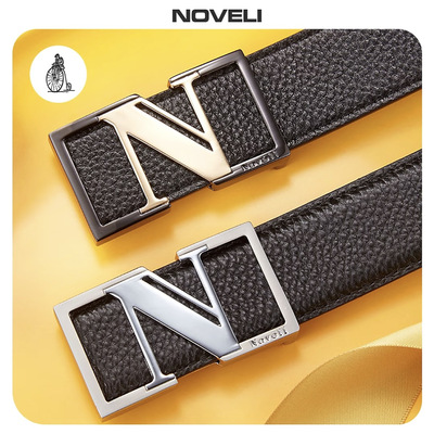 蓝威龙商务时尚头层牛皮板扣皮带 NL011Z012男士腰带真皮