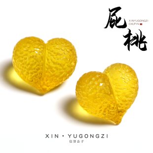 天然蜜蜡单珠保真琥珀橘皮屁桃背云隔珠顶珠散珠文玩男女diy配饰