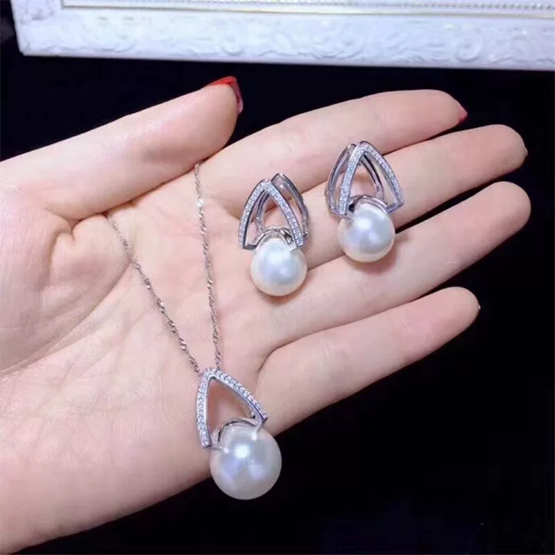 DIY珍珠配件 S925纯银耳环空托半成品吊坠耳钉金色银色耳饰坠子女