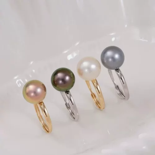 DIY珍珠配件 S925纯银精工微镶厚镀简约戒指轻奢重工指环托半成品
