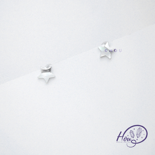 HOU厚耳垂可戴通体S925银通勤日常免摘贝母星星小巧耳钉耳环耳饰