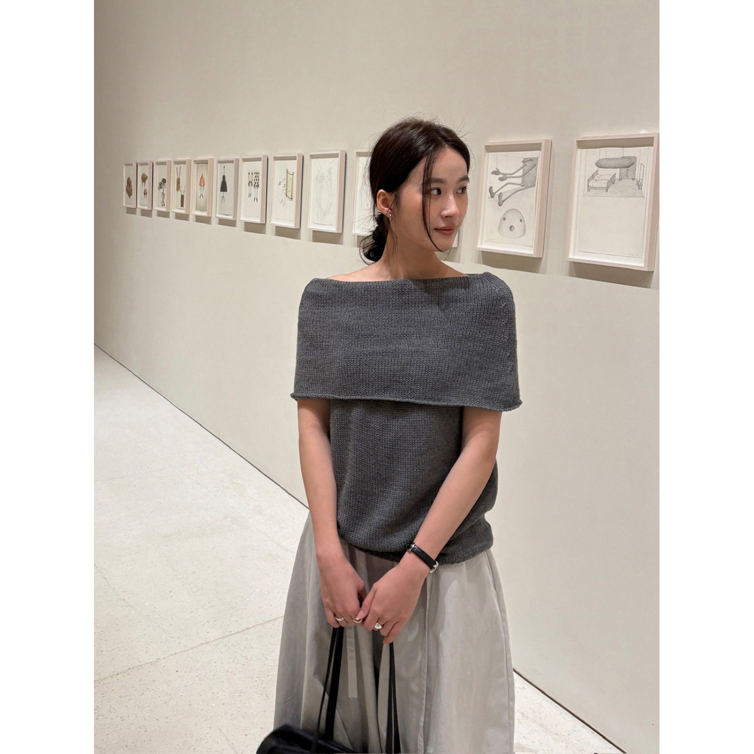 THXGIVING都市甜欲 气质抹胸一字领显瘦柔糯纯色针织衫女2026春款