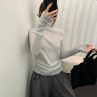 THXGIVING 羊毛质感基础百搭显瘦半高领打底针织毛衣女2025秋新款