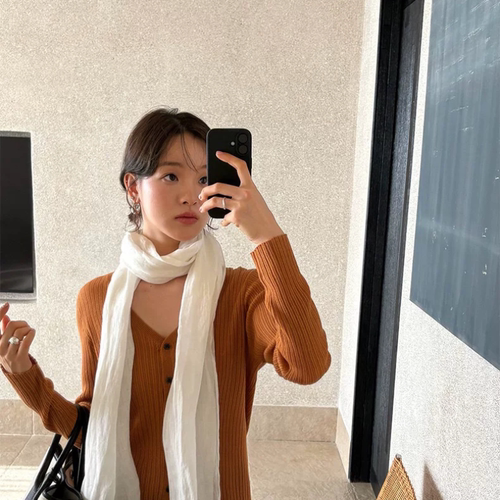 THXGIVING 百搭不挑人 极简V领坑条修身显瘦针织开衫女2026秋新款